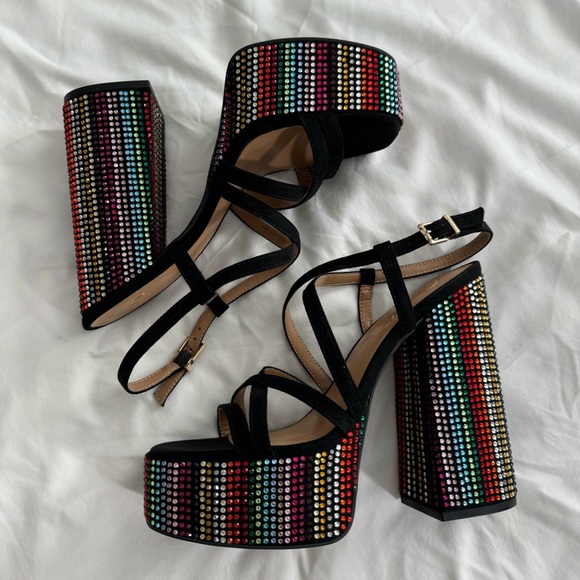 Jessica Simpson Multicolor Rhinestone Platform Heels - Picture 2 of 8